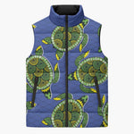 Emerald Turtle African Ankara Pattern Sleeveless Puffer Jacket