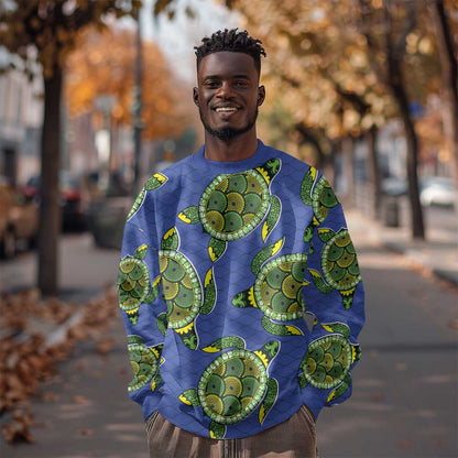 Emerald Turtle African Ankara Pattern Sweatshirt