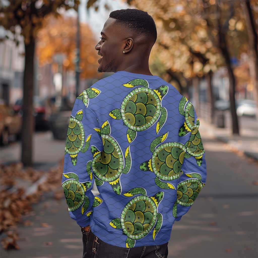 Emerald Turtle African Ankara Pattern Sweatshirt