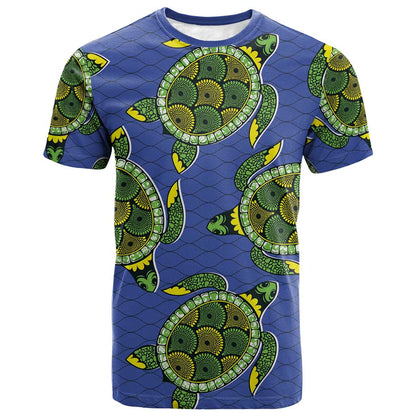 Emerald Turtle African Ankara Pattern T shirt