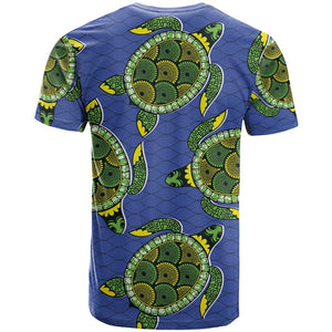 Emerald Turtle African Ankara Pattern T shirt