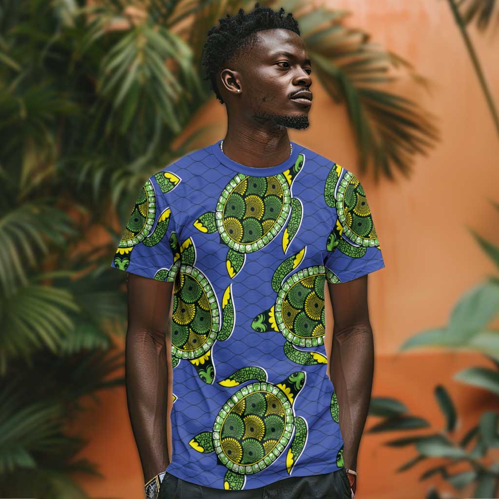 Emerald Turtle African Ankara Pattern T shirt