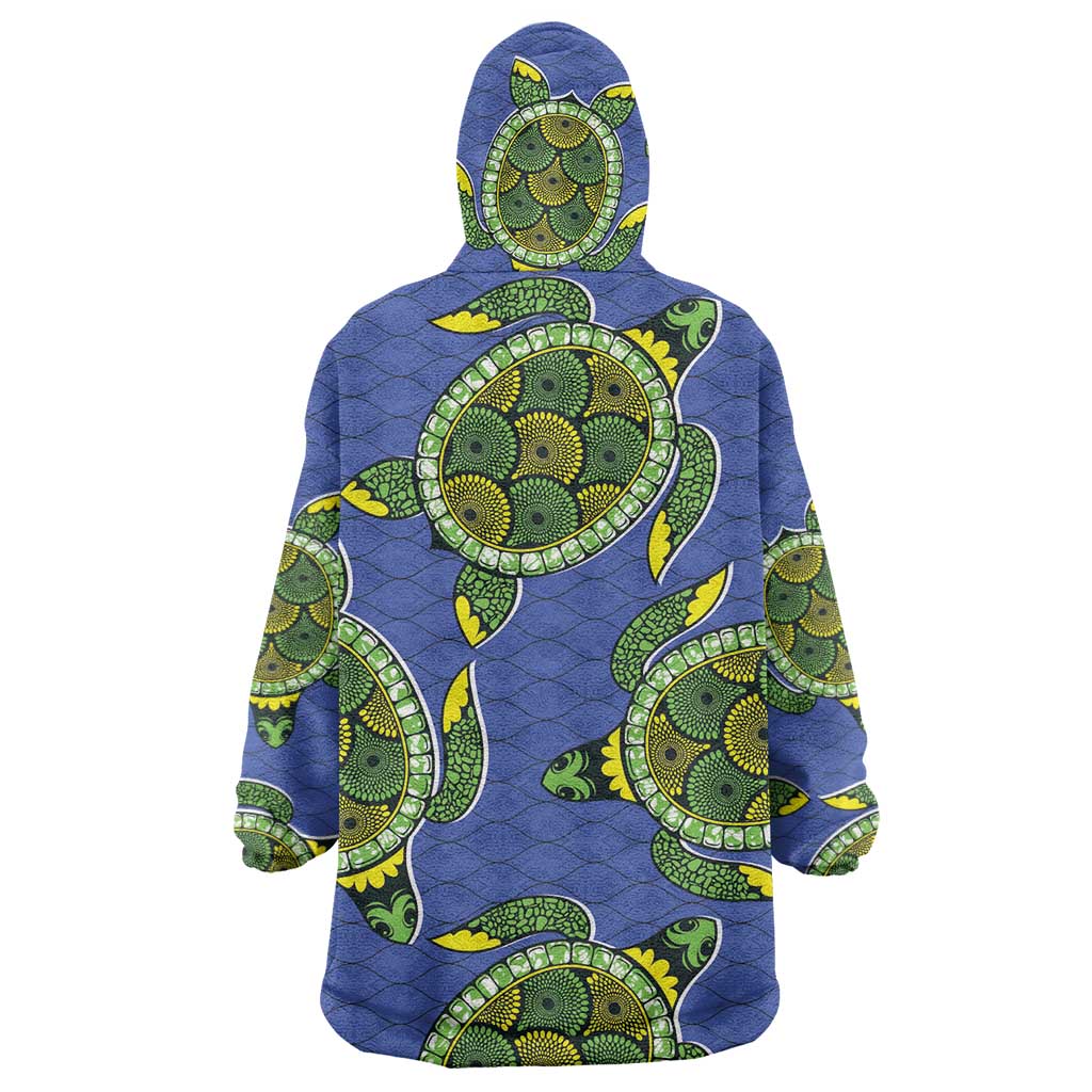 Emerald Turtle African Ankara Pattern Wearable Blanket Hoodie