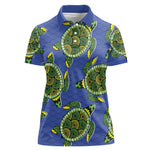 Emerald Turtle African Ankara Pattern Women Polo Shirt