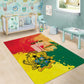 Ghana Republic Day Area Rug Black Star Square - Grunge Style