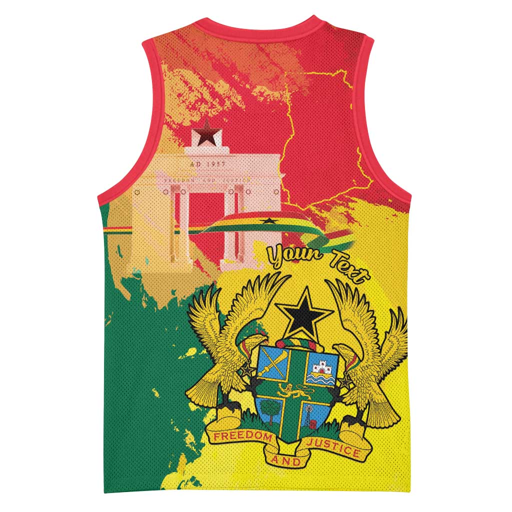Personalized Ghana Republic Day Basketball Jersey Black Star Square - Grunge Style LT15