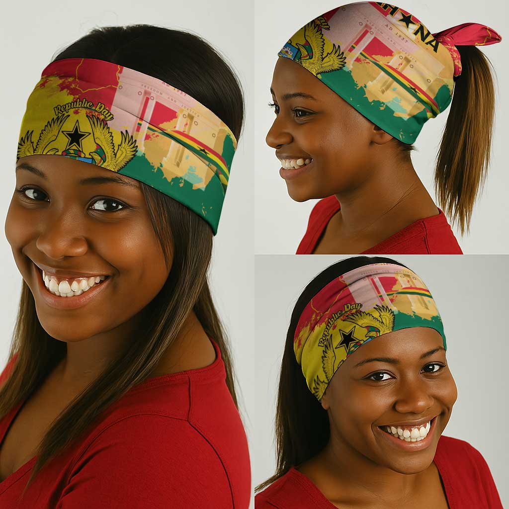 Ghana Republic Day Neck Gaiter Black Star Square - Grunge Style LT15