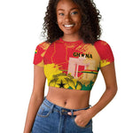 Personalized Ghana Republic Day Raglan Cropped T shirt Black Star Square - Grunge Style