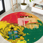 Ghana Republic Day Round Carpet Black Star Square - Grunge Style