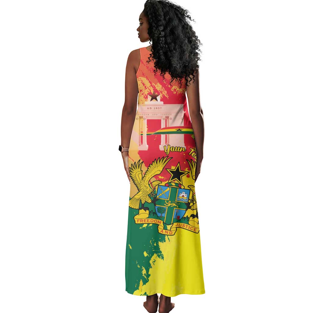 Personalized Ghana Republic Day Tank Maxi Dress Black Star Square - Grunge Style