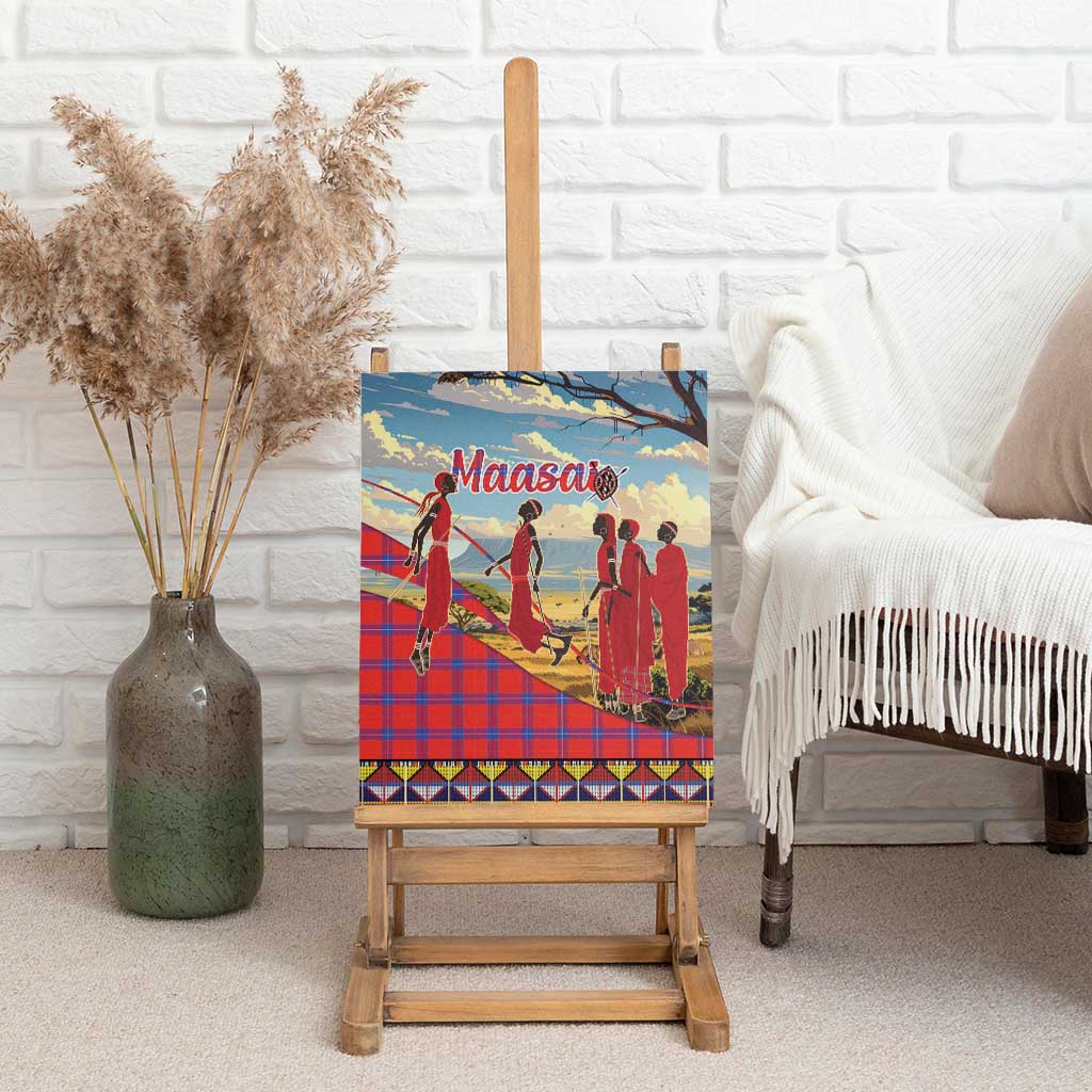 Maasai Adumu Dance Canvas Wall Art Shuka Pattern - Kenya Safari