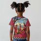 Maasai Adumu Dance Kid T shirt Shuka Pattern - Kenya Safari