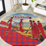 Maasai Adumu Dance Round Carpet Shuka Pattern - Kenya Safari