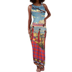 Maasai Adumu Dance Tank Maxi Dress Shuka Pattern - Kenya Safari