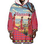Maasai Adumu Dance Wearable Blanket Hoodie Shuka Pattern - Kenya Safari