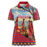 Maasai Adumu Dance Women Polo Shirt Shuka Pattern - Kenya Safari