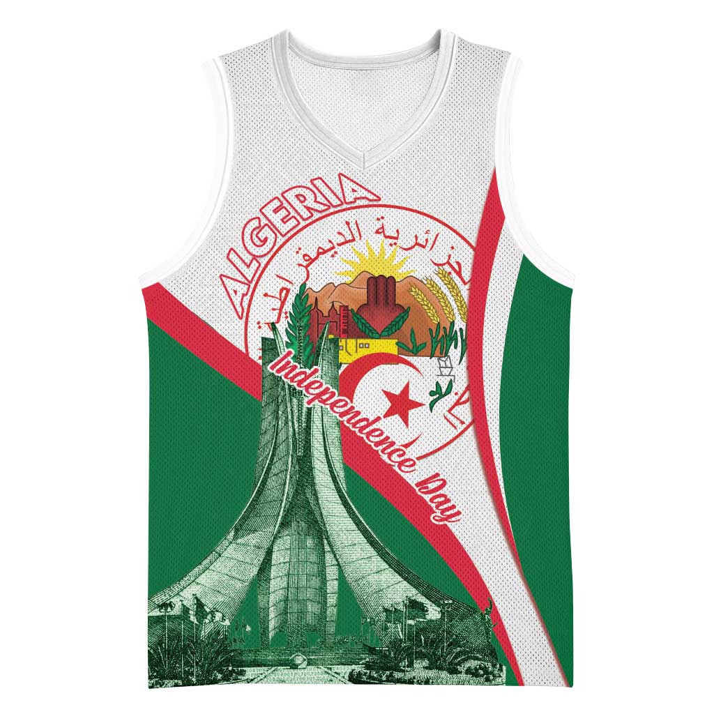 Algeria Independence Day Basketball Jersey Coat Of Arms With Maqam Echahid LT15
