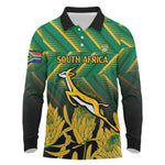 South Africa Rugby Custom Long Sleeve Polo Shirt Go Springboks Go