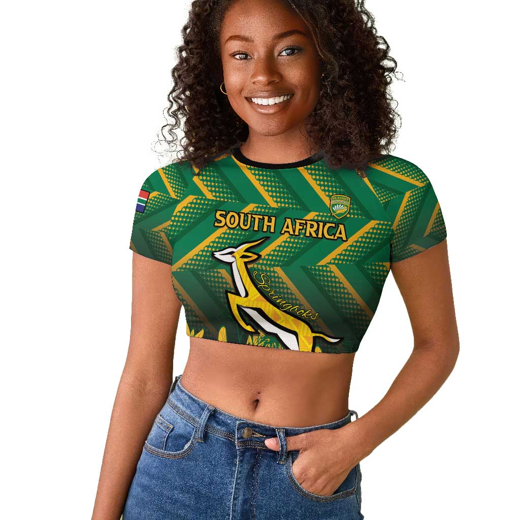 South Africa Rugby Custom Raglan Cropped T shirt Go Springboks Go