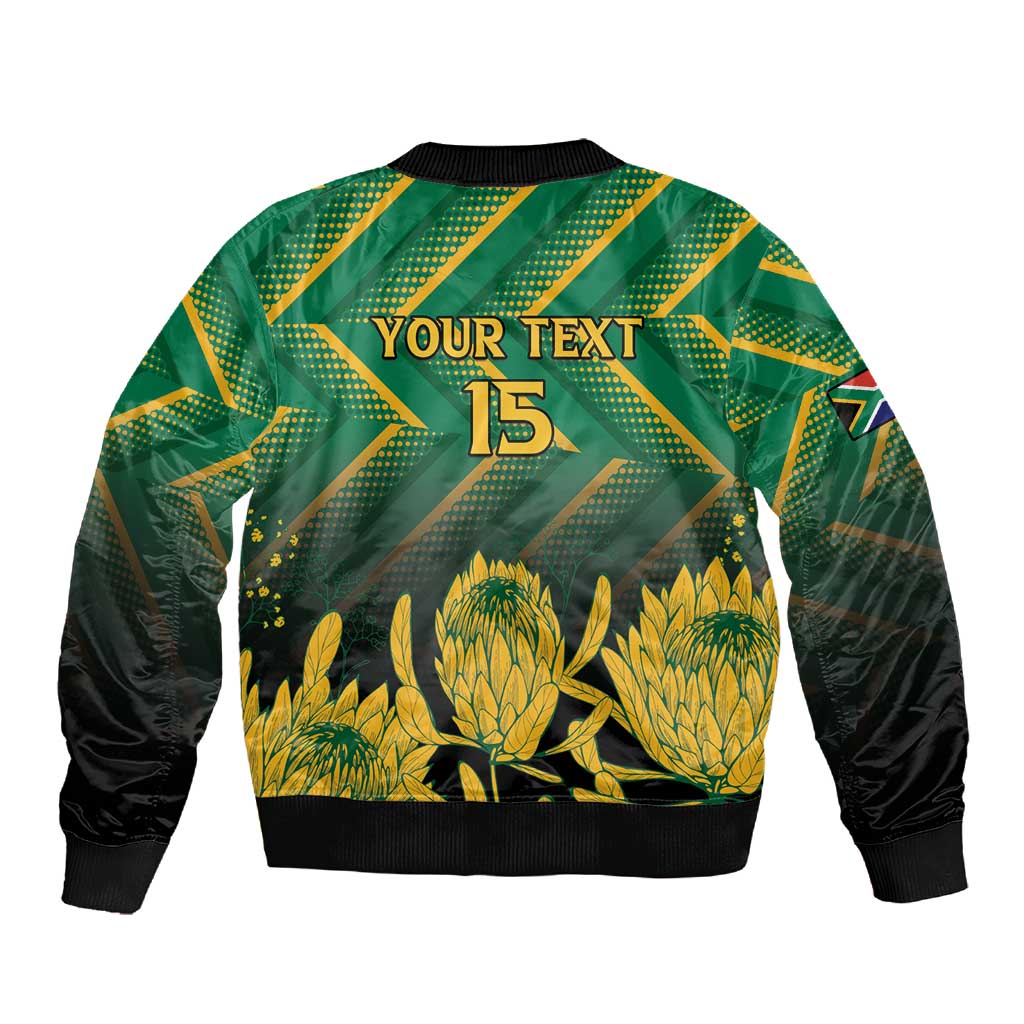 South Africa Rugby Custom Sleeve Zip Bomber Jacket Go Springboks Go
