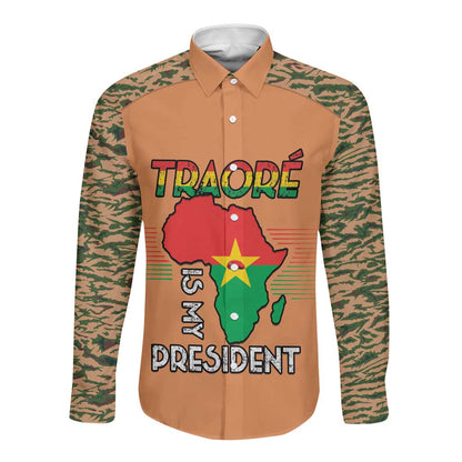 Traore Is My President Long Sleeve Button Shirt Africa For Africans