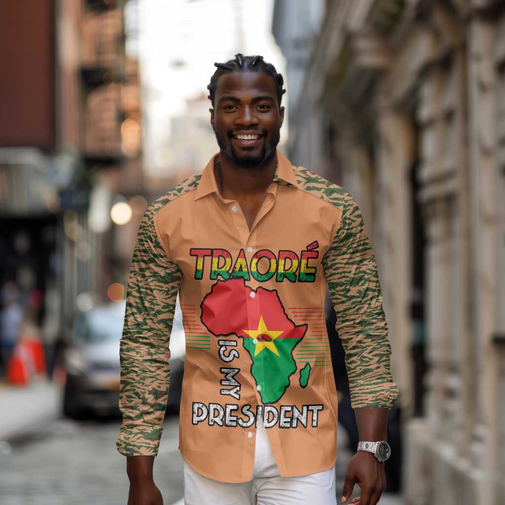 Traore Is My President Long Sleeve Button Shirt Africa For Africans