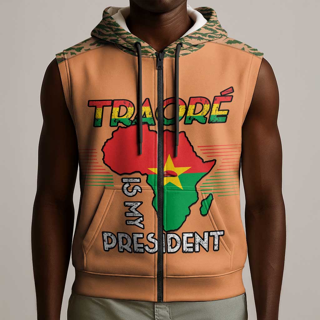 Traore Is My President Sleeveless Zip Hoodie Africa For Africans - African Pride