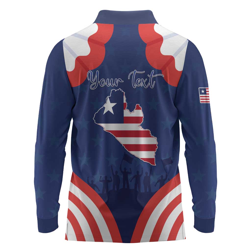 Personalized Liberia Flag Day Long Sleeve Polo Shirt One Flag One People - African Pride