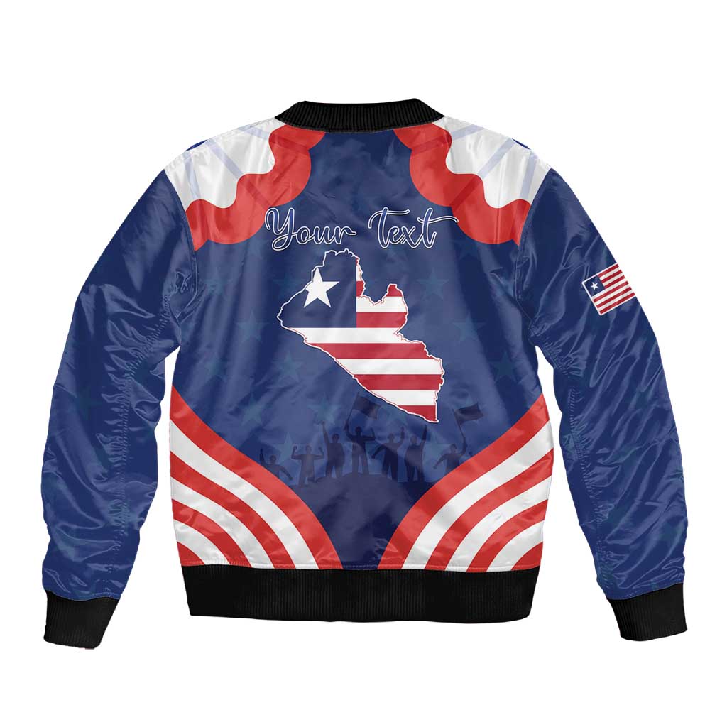 Personalized Liberia Flag Day Sleeve Zip Bomber Jacket One Flag One People - African Pride