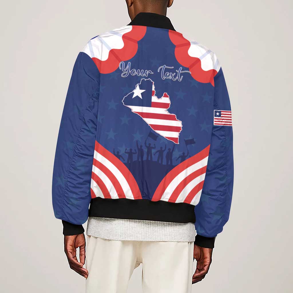 Personalized Liberia Flag Day Sleeve Zip Bomber Jacket One Flag One People - African Pride