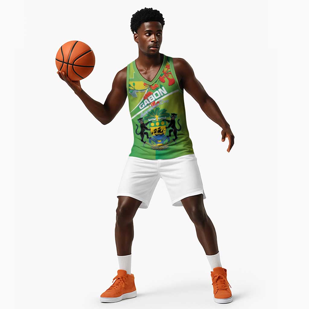 Personalized Gabon Independence Day Basketball Jersey Gradient Style LT15