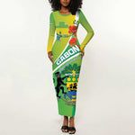 Personalized Gabon Independence Day Long Sleeve Bodycon Dress Gradient Style - African Pride