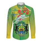 Personalized Gabon Independence Day Long Sleeve Button Shirt Gradient Style - African Pride