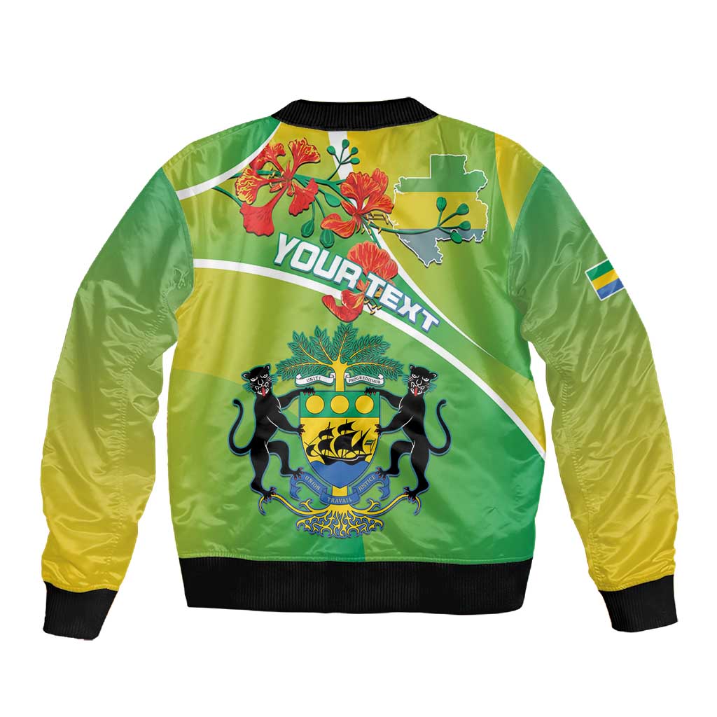 Personalized Gabon Independence Day Sleeve Zip Bomber Jacket Gradient Style - African Pride