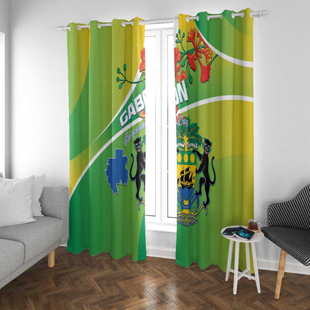 Gabon Independence Day Window Curtain Gradient Style - African Pride