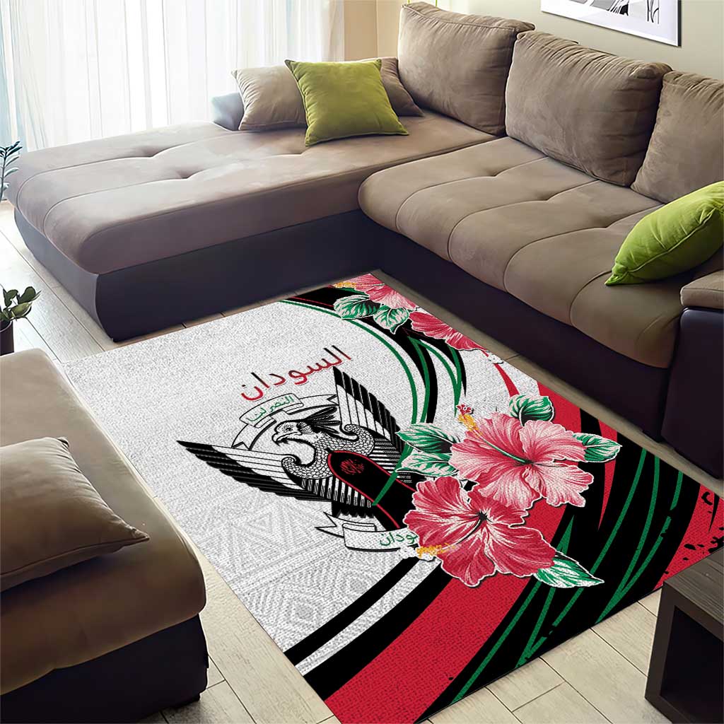 Sudan Area Rug Sudanese Secretary Bird With Hibiscus - African Pride