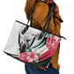 Sudan Leather Tote Bag Sudanese Secretary Bird With Hibiscus - African Pride