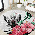 Sudan Round Carpet Sudanese Secretary Bird With Hibiscus - African Pride