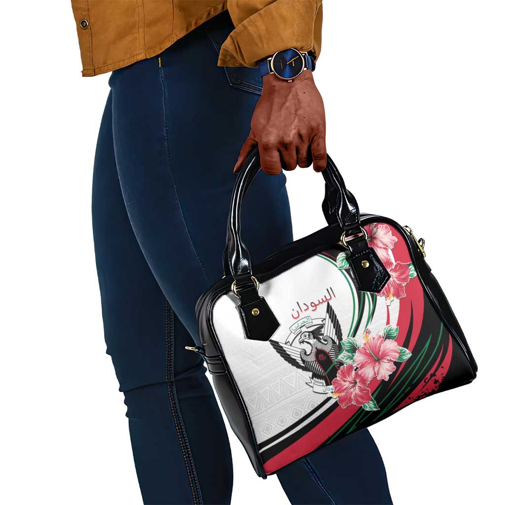 Sudan Shoulder Handbag Sudanese Secretary Bird With Hibiscus - African Pride