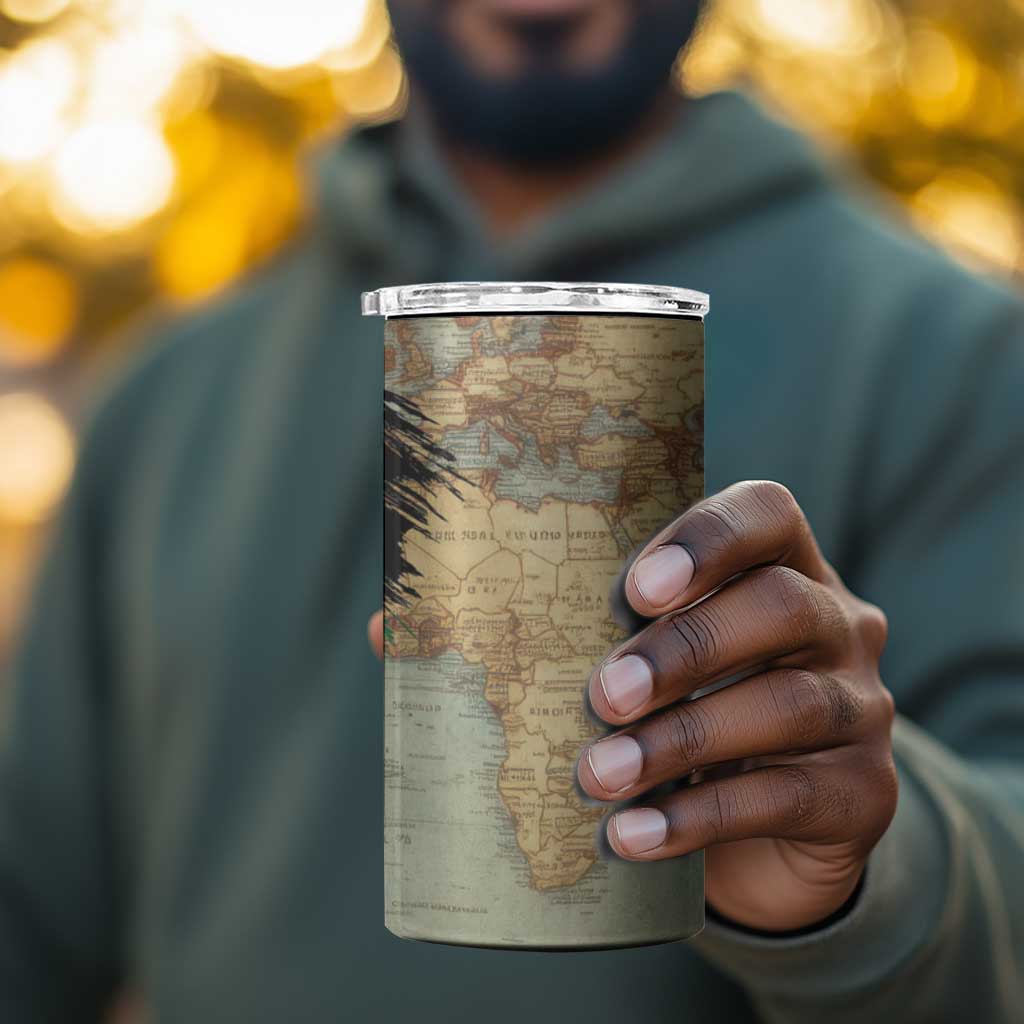 Pan-African Flag Day 4 in 1 Can Cooler Tumbler African Map - Vintage Style - African Pride