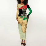Pan-African Flag Day Long Sleeve Bodycon Dress African Map - Vintage Style - African Pride