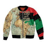 Pan-African Flag Day Sleeve Zip Bomber Jacket African Map - Vintage Style - African Pride