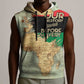 Pan-African Flag Day Sleeveless Hoodie African Map - Vintage Style - African Pride