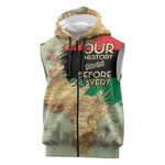 Pan-African Flag Day Sleeveless Zip Hoodie African Map - Vintage Style - African Pride