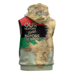 Pan-African Flag Day Sleeveless Zip Hoodie African Map - Vintage Style - African Pride