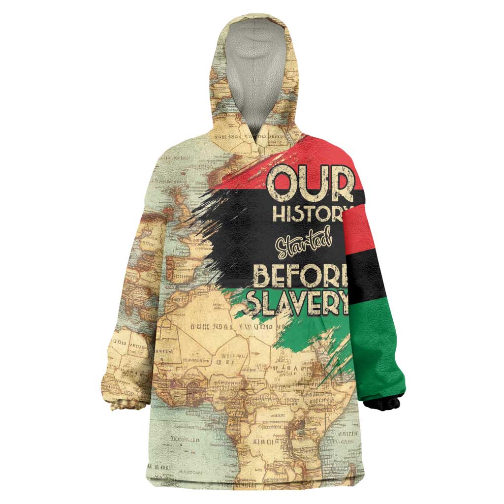 Pan-African Flag Day Wearable Blanket Hoodie African Map - Vintage Style - African Pride