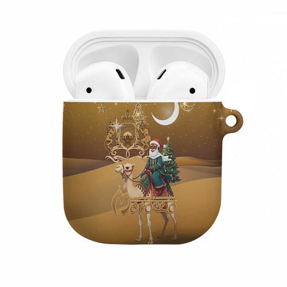 Morocco Christmas in Sahara AirPods Case Black Santa Riding Camel