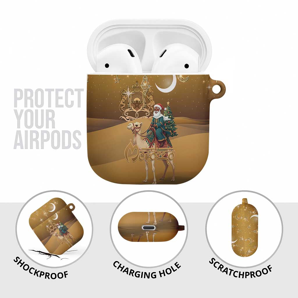 Morocco Christmas in Sahara AirPods Case Black Santa Riding Camel