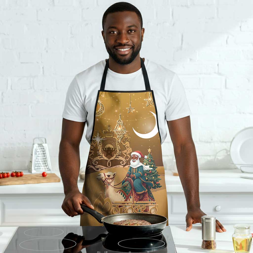 Morocco Christmas in Sahara Apron Black Santa Riding Camel