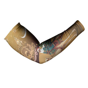 Morocco Christmas in Sahara Arm Sleeves Black Santa Riding Camel